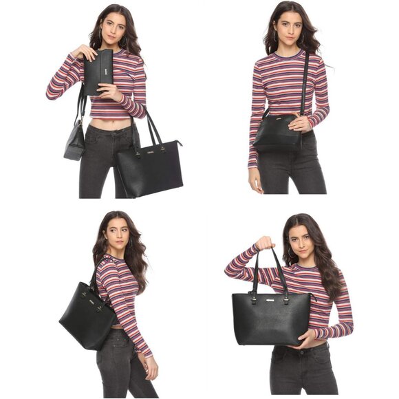 Fashion-Forward Black Leather Tote & Purse Set - Perfect for Every Occasion - Picture 3 of 6